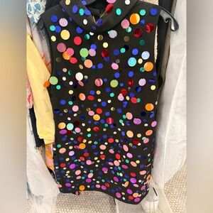 RIXO Black Dress with Colorful Polka Dots